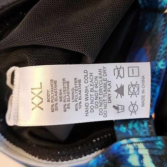 Blue and Black One-Piece Swimsuit XXL Cross Back Ruched Sides NWOT - Picture 7 of 7